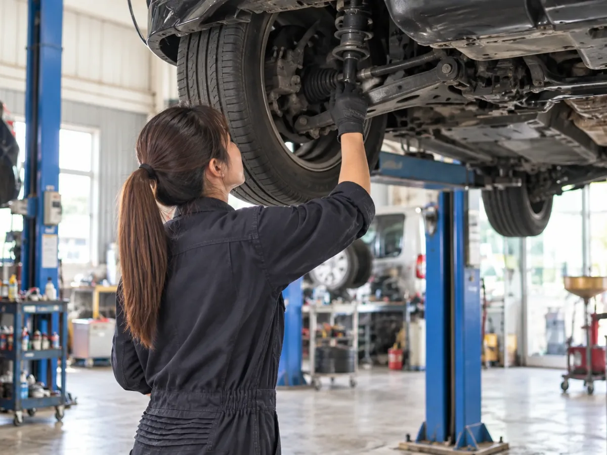 車両を点検する様子